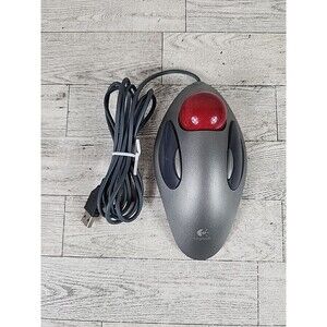 Logitech Trackman Red Marble Trackball USB Mouse T-BC21